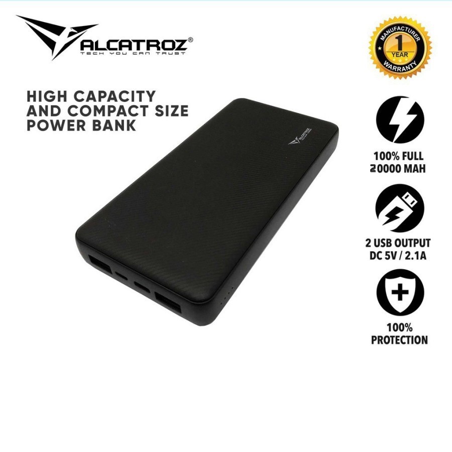 Alcatroz Tzla REAL 20000mAh PowerBank Fast Charging + Type C