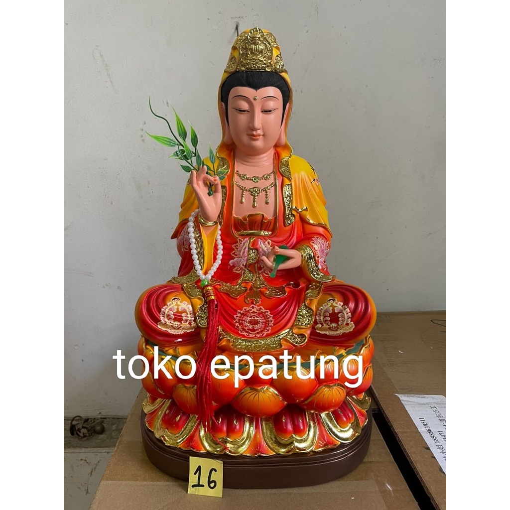 patung dewi kwan im / kwan in / guan yin - fiber - 16 inch - warna (l)
