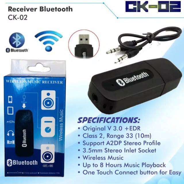 PROMO Bluetooth Wireless Audio Receiver CK-02 ADAPTER + KABEL AUDIO 3.5mm Aux STOFER KONEKTOR BLUETO
