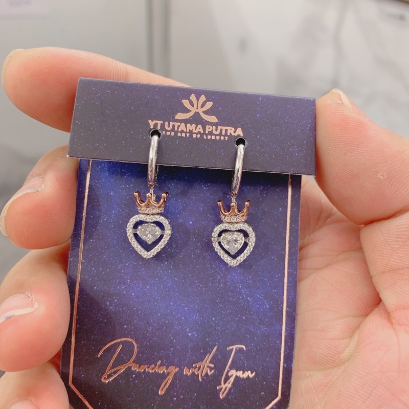 Anting Dancing Stone Hati Crown YT Anting DS Heart Hati