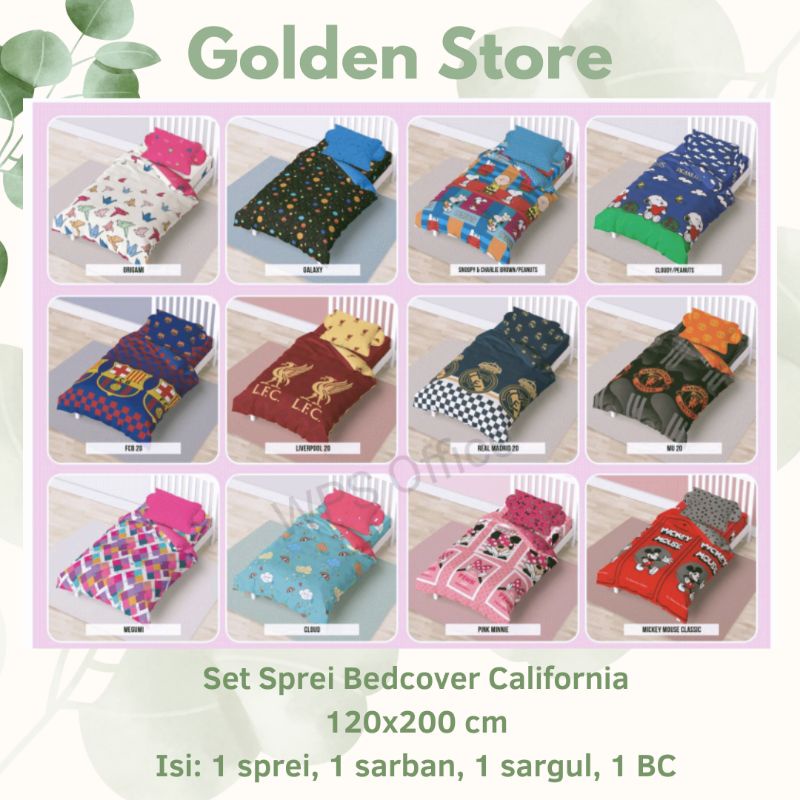 Set Sprei Bedcover California 120x200 Motif Seri A