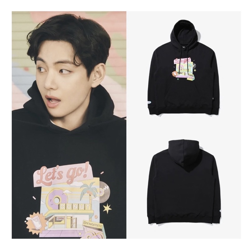 [READY STOCK] BTS V Dynamite Fila Hoodie Black size M taehyung