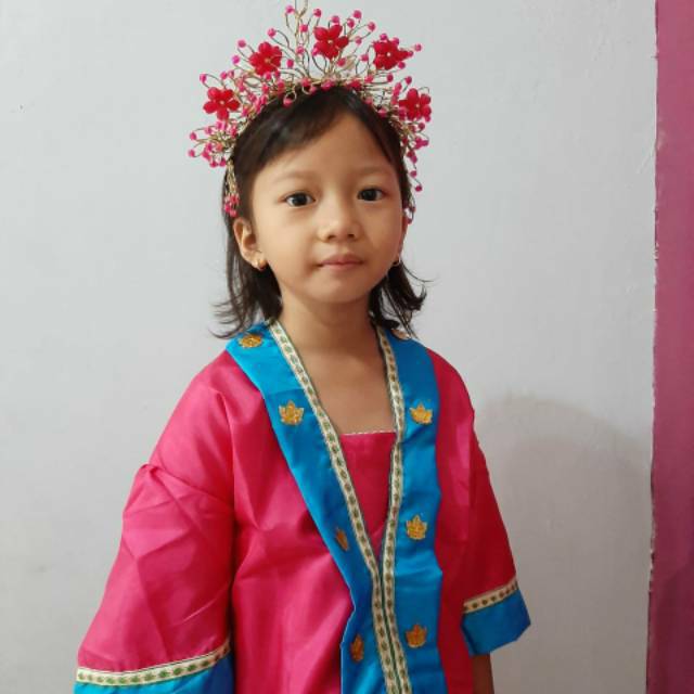 baju makasar // Baju adat anak bugis // adat bodo makasar serta bando warna tk