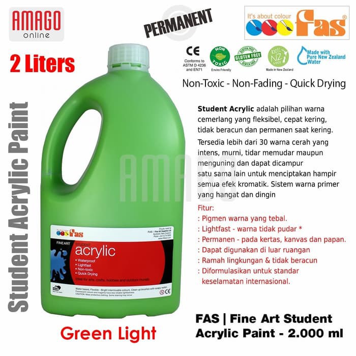 FAS - STUDENT ACRYLIC PAINT - 2 LITER - GREEN LIGHT