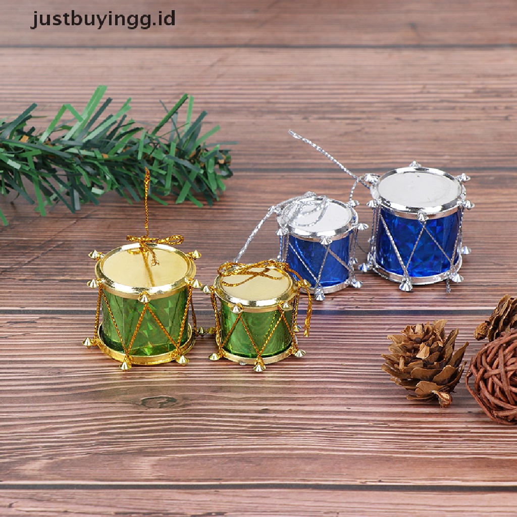 12 Pcs Ornamen Drum Mini Warna-Warni Untuk Dekorasi Pohon Natal