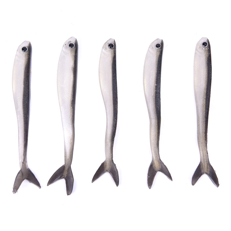 {LUCKID}10pcs 80mm Soft Fishing Lure Minnow Saltwater Freshwater Worms Artificial Bait