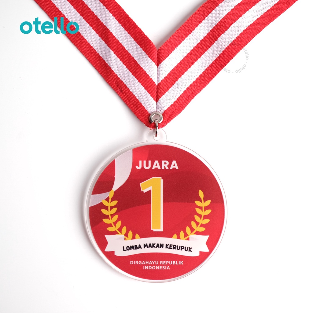 Custom Kalung Medali Akrilik Hadiah 17 Agustus Juara Lomba HUT RI Dirgahayu Indonesia Penghargaan Kemerdekaan