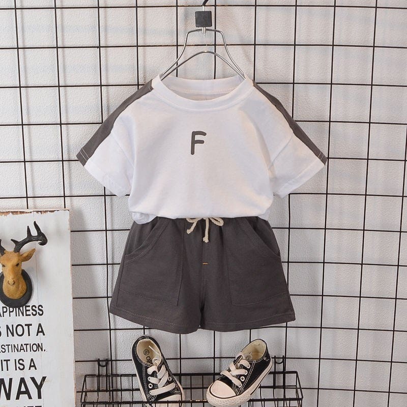 Ananakstore - Baju Anak laki laki MPOR korea Motif F GREEN &amp; F WHITE / Baju baby