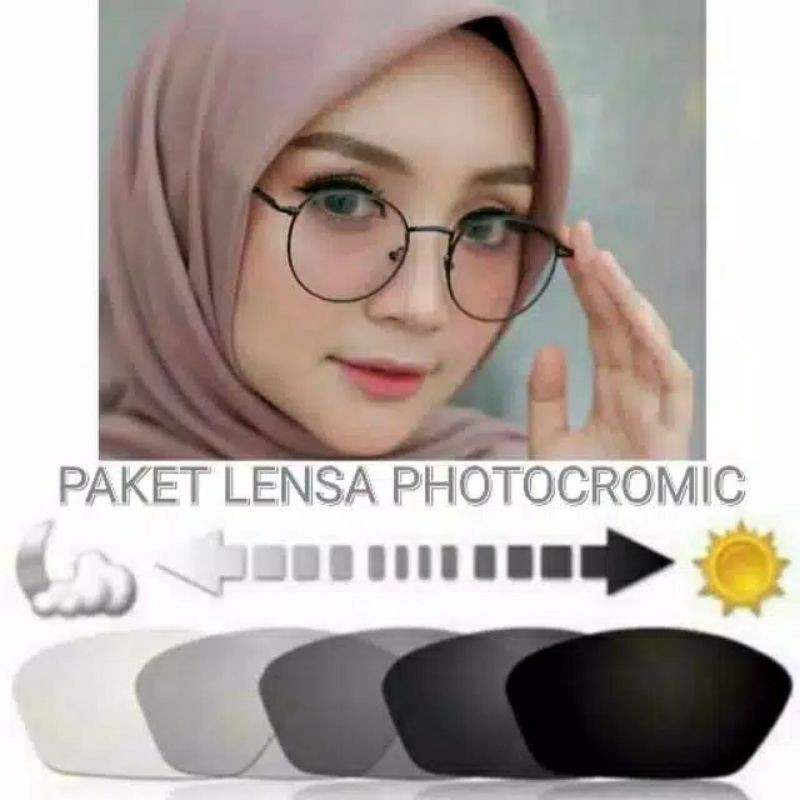 Kacamata Photocromic Anti UV400 Oval Besi Stainless DO403