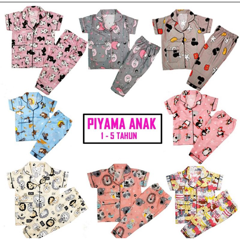 Piyama anak motif lengan pendek baju tidur anak laki laki perempuan pashion tidur anak baju anak sehari hari pakaian anak baju anak murah