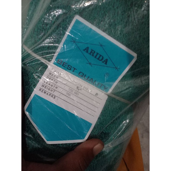 jaring nilon ARIDA 1/2 in d6 100md x 100yds hijau