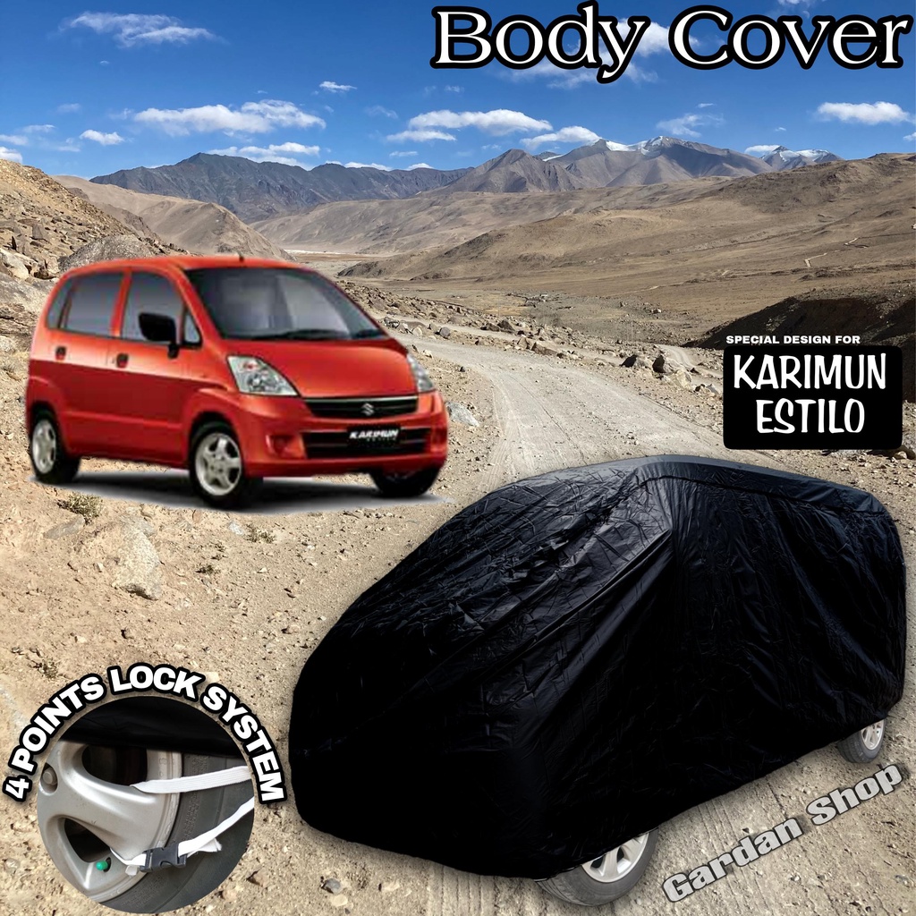 Sarung Mobil KARIMUN ESTILO Hitam POLOS Body Cover Karimun Estilo Full Black