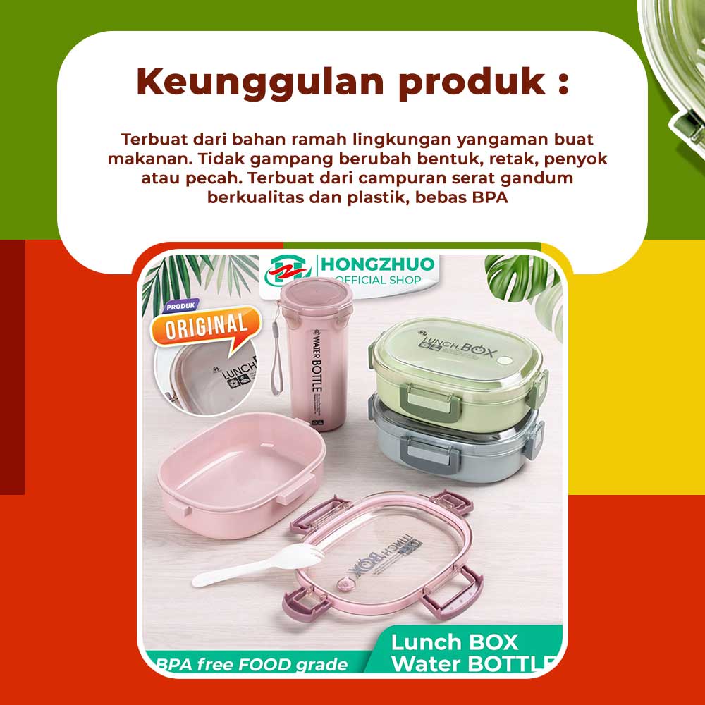 Hongzhuo kotak Makan 1 Set Kotak Makan+Botol BPA FREE