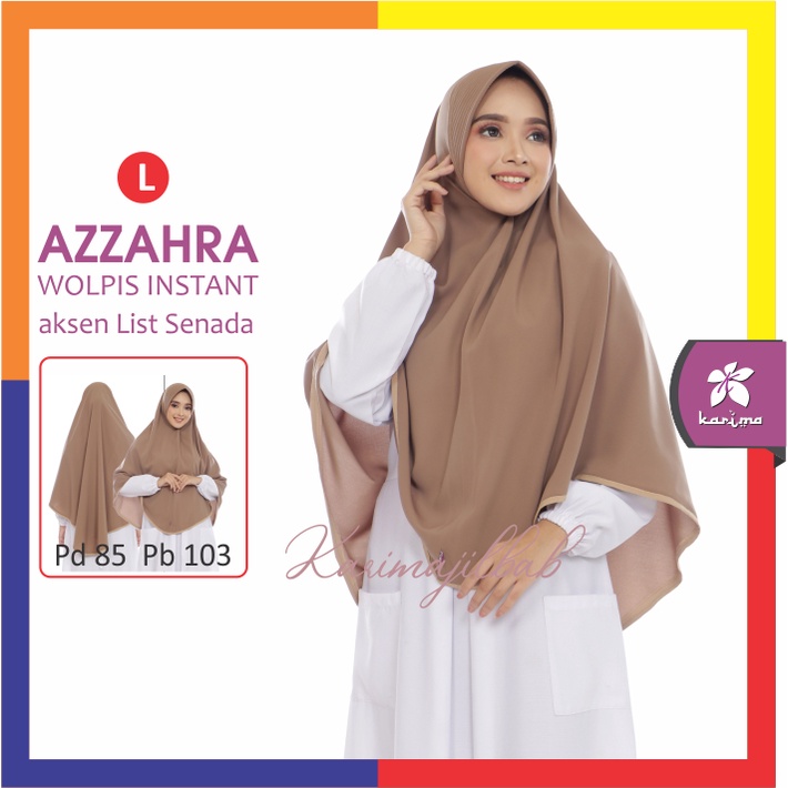 KARIMAJILBAB - Azzahra Hijab Instan Bergo Syar’i Size L Bahan Wolfis | Hijab kerja/Santriwati/Daily/