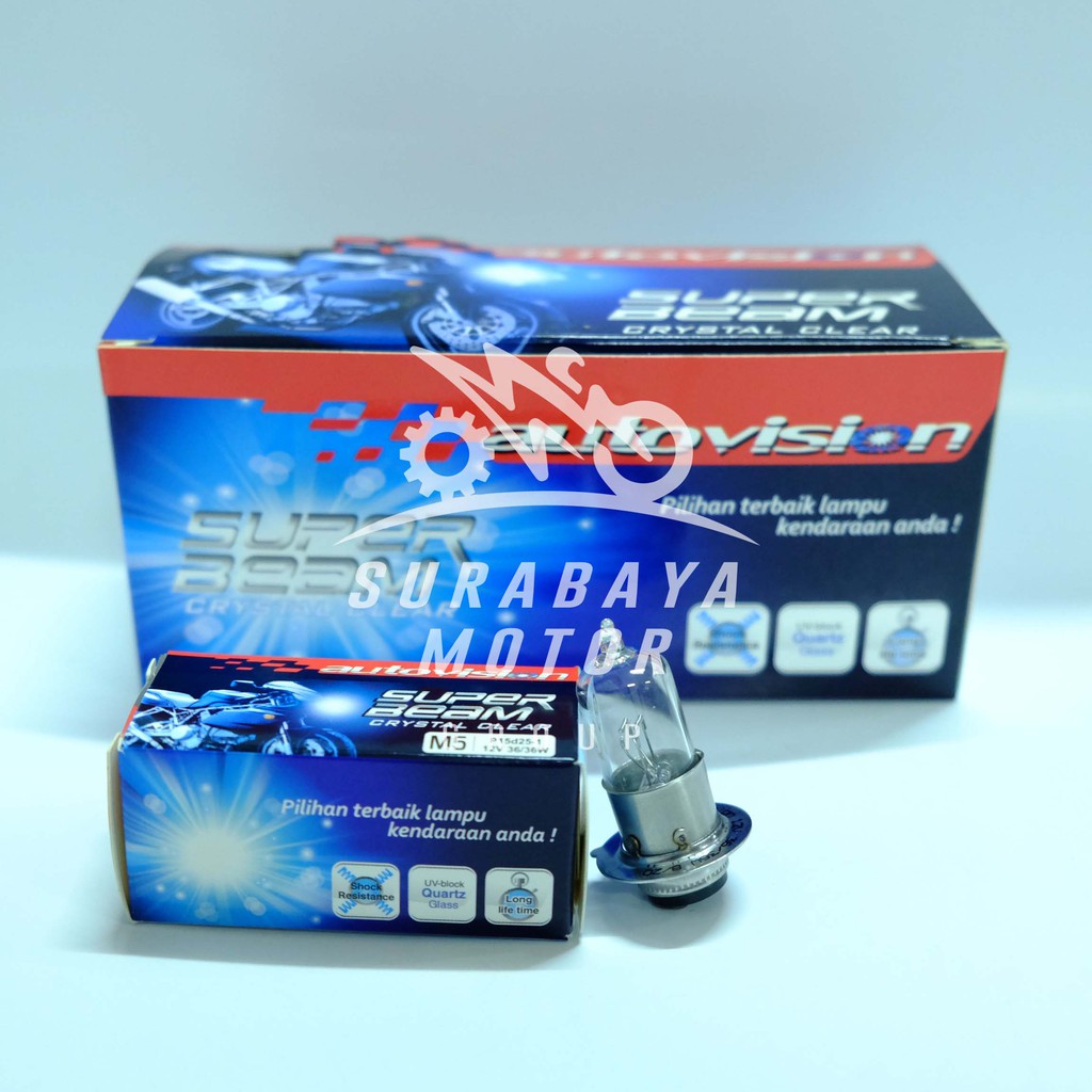 Bohlam Lampu Depan Motor Halogen 25W atau 36W 12V M5 Autovision K1 Original ORI ASLI