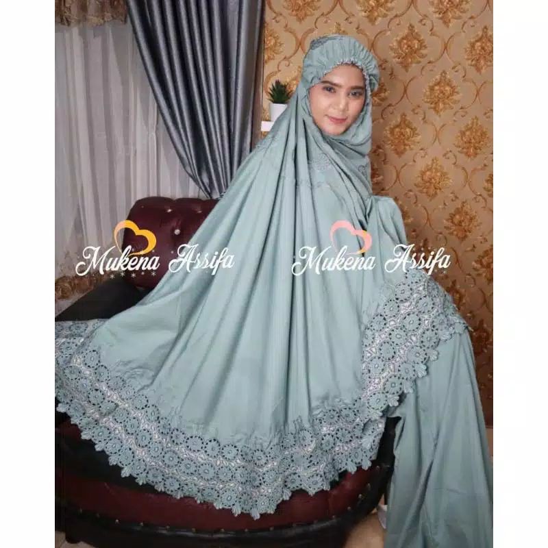 mukena bordir hijau handmade Bukittinggi / wardah
