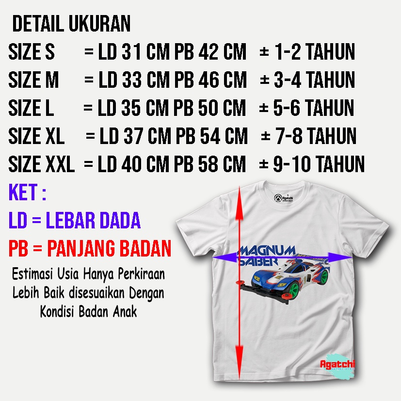 Baju Anak / Kaos Atasan Anak / Kids T Shirt Anak Tamiya Magnum Saber Anime Lets &amp; Go