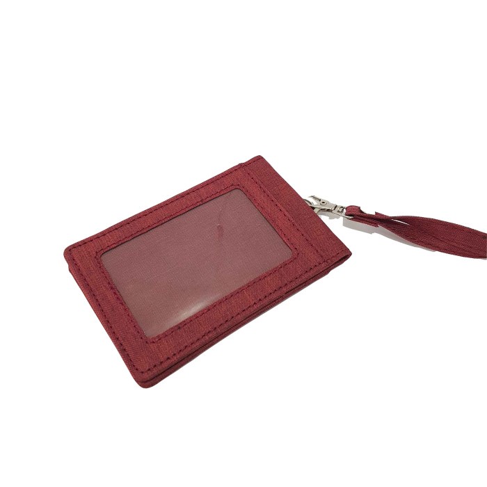 

Cantik Lanyard Id Card Holder Name Tag Dua Sisi Kain Kanvas Tebal Merah Marun Bergaransi