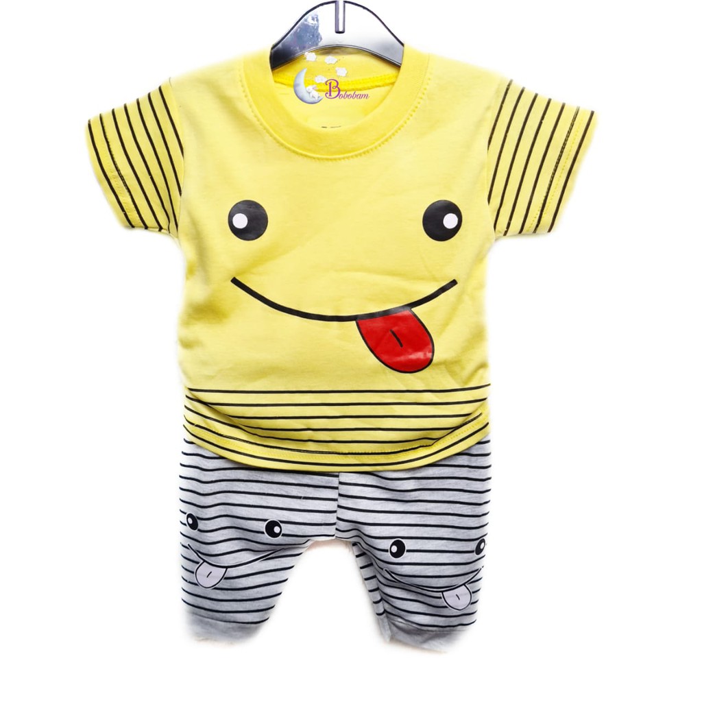 BOBOBAM BAJU BAYI LAKI LAKI  SETELAN ANAK COWO LUCU STELAN COWOK  6 12 BULAN  KEREN TRENDY KEKINIAN SMILE