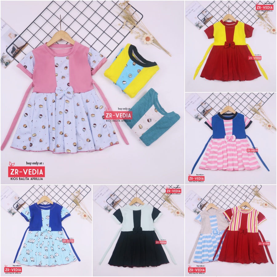 Dress Mikhayla size Bayi - 2 Tahun / Dres Anak Perempuan Baju Import Murah Gaun Motif Terbaru Adem