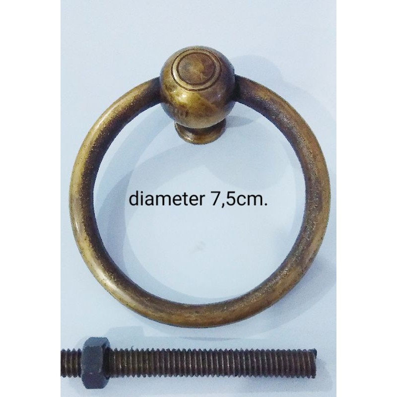 Tarikan/ketukan pintu kuningan antik diameter 10cm. 7,5cm. 5,5cm.