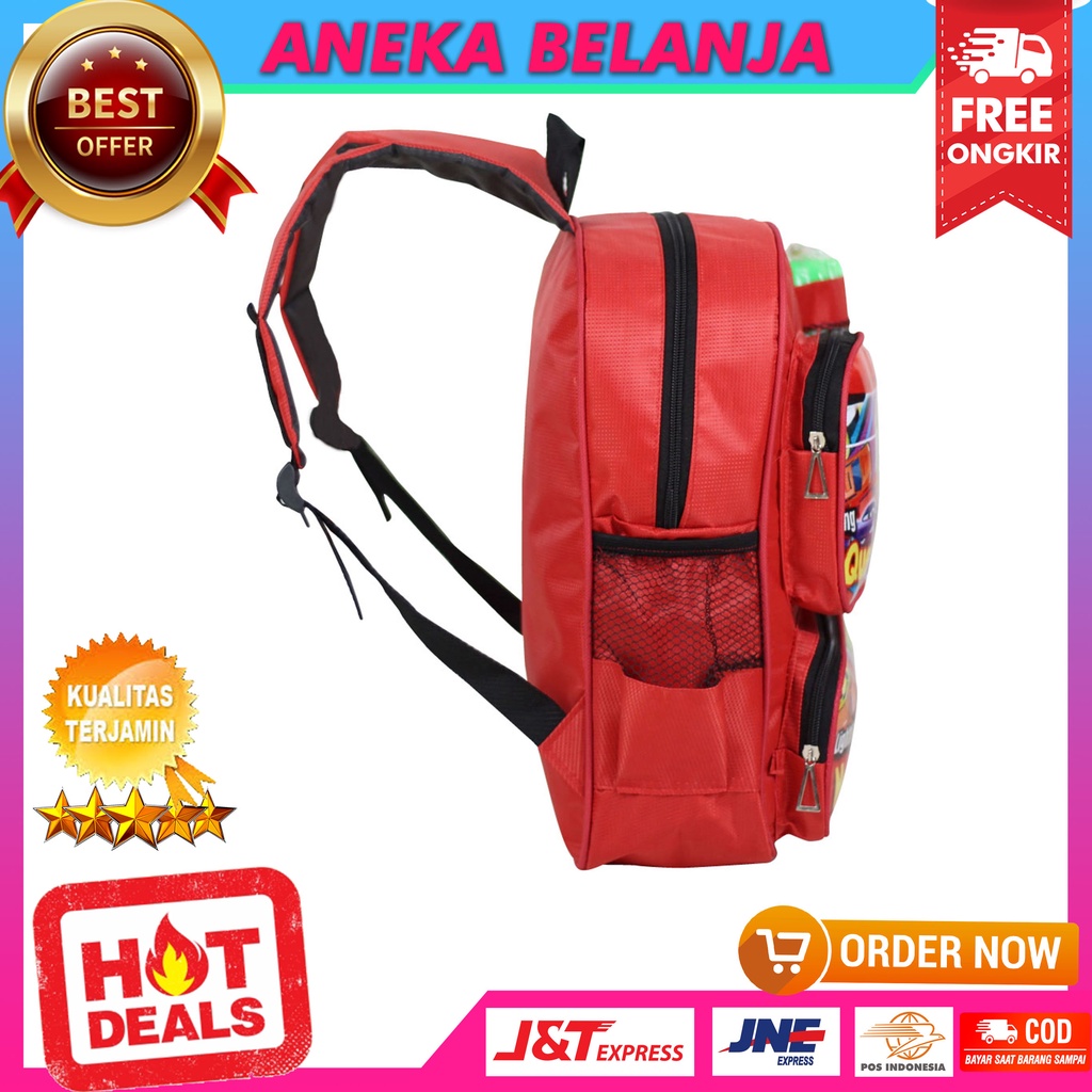 Ransel Anak Free Botol Saku Spiderman x Cars Keren Bagus Murah Awet