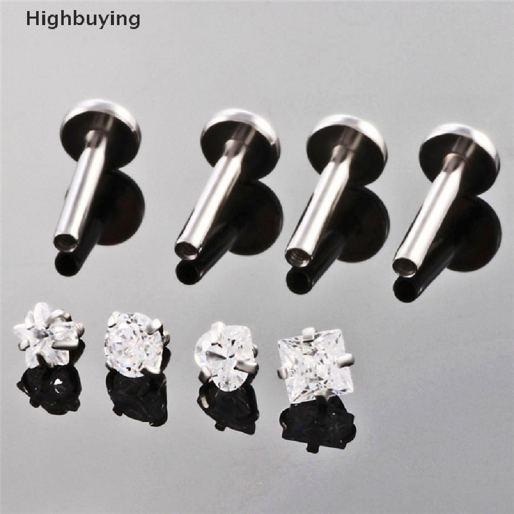 Hbid 4PCS / Set Anting Tindik Bibir / Telinga 16G Hias Kristal Untuk Wanita Glory