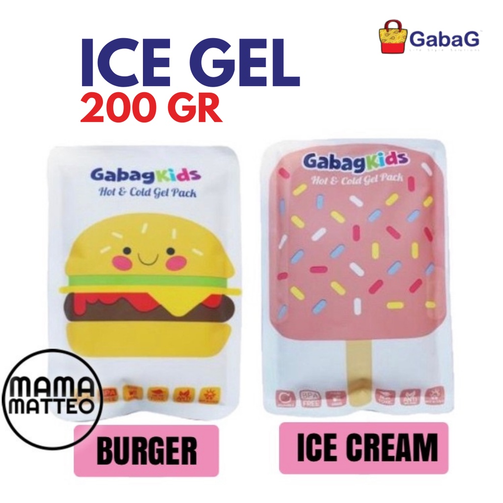 Gabag Kids Ice Gel 200 gram / 200gr / Ice Cream Burger Original Yellow size Kecil 200ml / BANDUNG