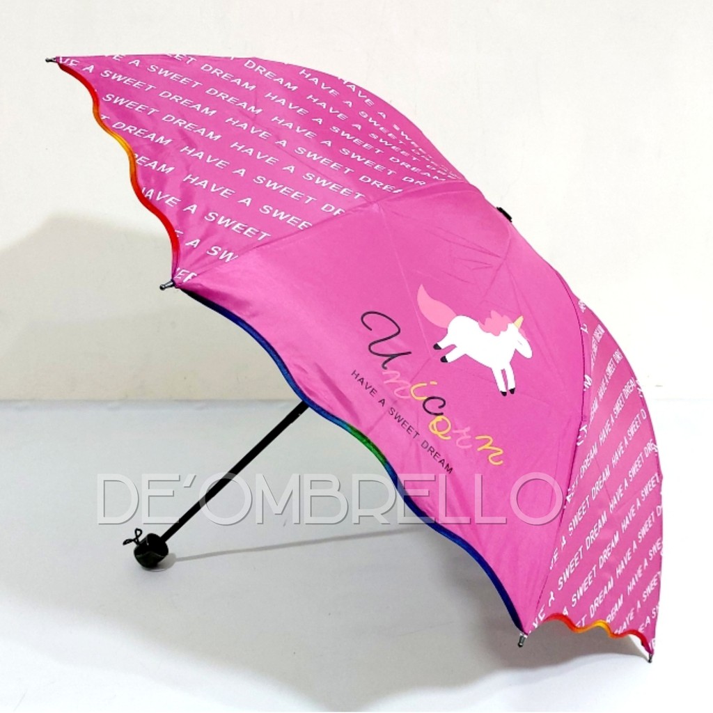 (487)Payung Lpt 4 Fancy Motif Unicorn HAVE A SWEET DREAM Anti UV