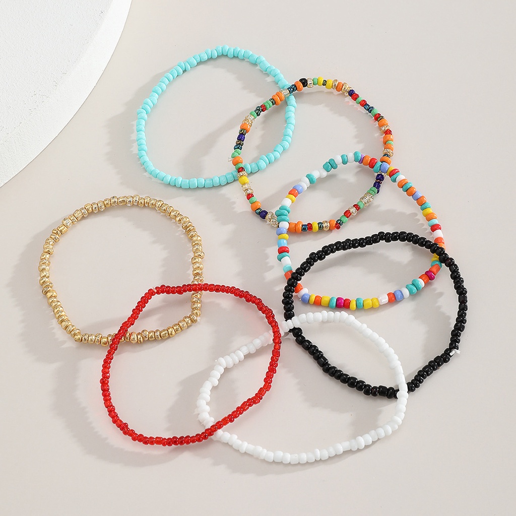 Hu Hu Hu Hu Hu Alat Bantu Pasang Kacamata♡ 7pcs Gelang Kaki Elastis Warna-Warni Kontras Untuk Wanita