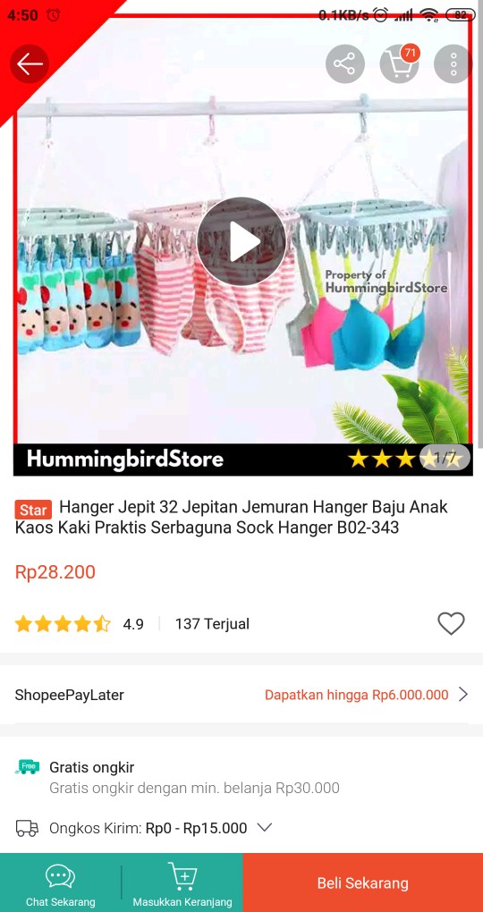 Hanger Jepit 32 Jepitan Jemuran Hanger Baju Anak Kaos Kaki Praktis Serbaguna Sock Hanger B02-343
