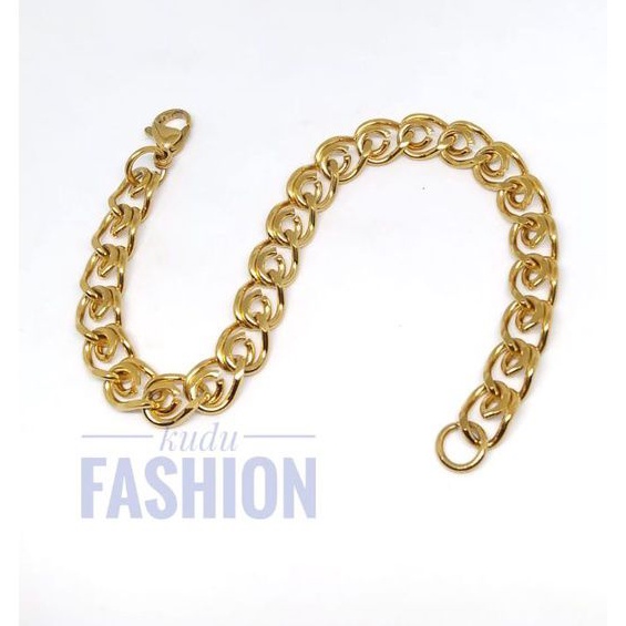 Gelang Rantai Pria Wanita Model Gepeng Titanium panjang 21 cm