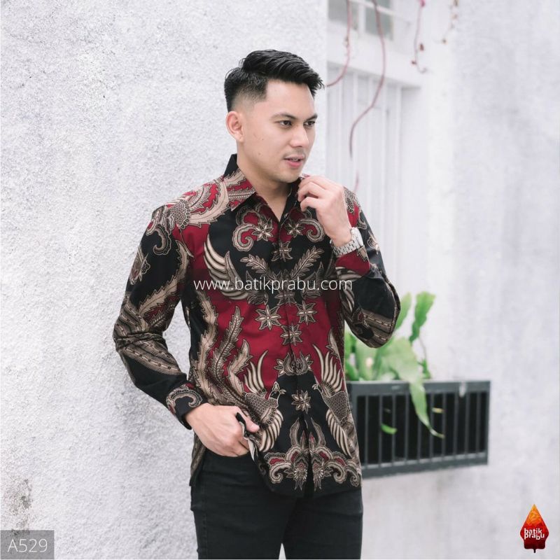 Batik kemeja pria lengan pendek&amp;panjang lapis furing bahan katun halus baturaden reguler KM01