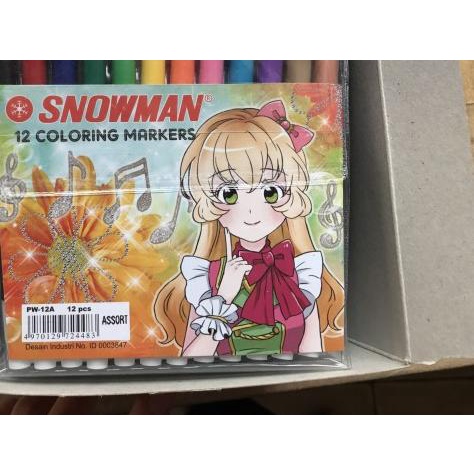 

☋ spidol kecil snowman marker 12 warna - sign pen ℗
