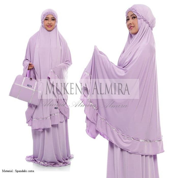 Mukena / Telekung / Sajadah Almira Spandek Sutra - Ungu  Kd358