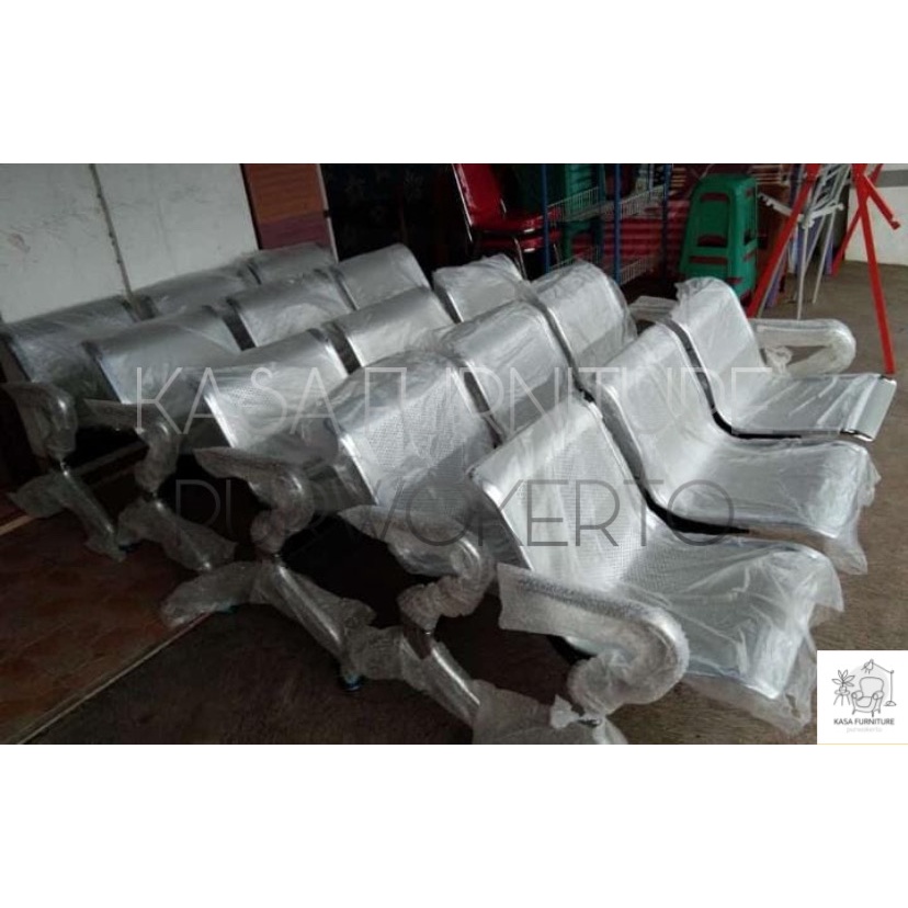 Kursi tunggu 3 dudukan + sandaran/kursi bandara besi murah Kursi Tunggu Deret