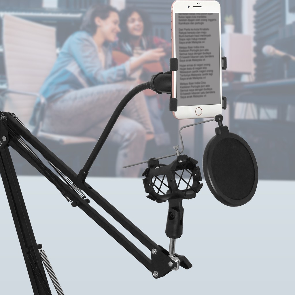 Stand Microphone / Stand Mic / Arm Suspensi Lazypod / Arm Stand Mic Holder HP DH 203 Untuk Mic Condenser