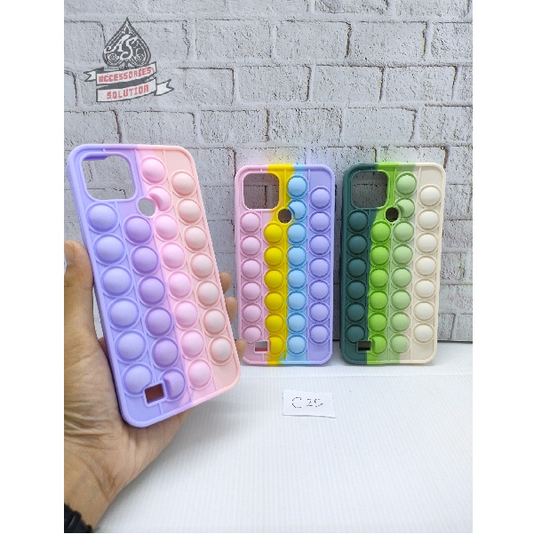 SILICONE CASE POP IT REALME 6 PRO - CASE PENGHILANG STRESS PUSH IT BUBBLE CASE RAINBOW