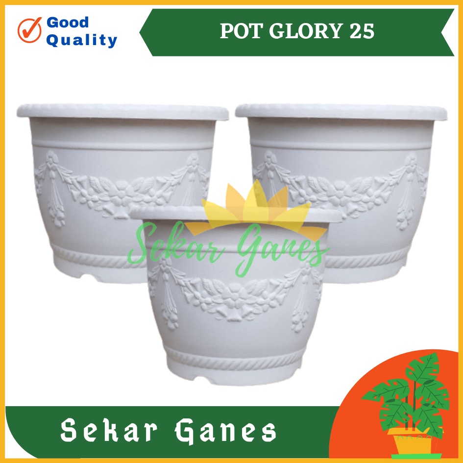 Pot Shallom Kb Glory 25 Putih Motif Pot 25 Plastik 25 Glory Vas Bunga Putih Pot Tanaman Hias