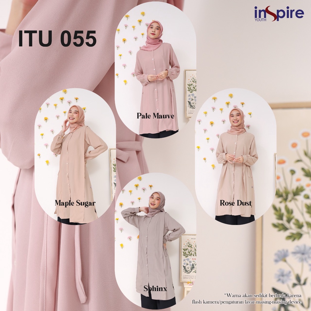 Inspire Tunik ITU 055 Bahan Material Premium Crepe Atasan Muslimah Simple bertali Daily OOTD