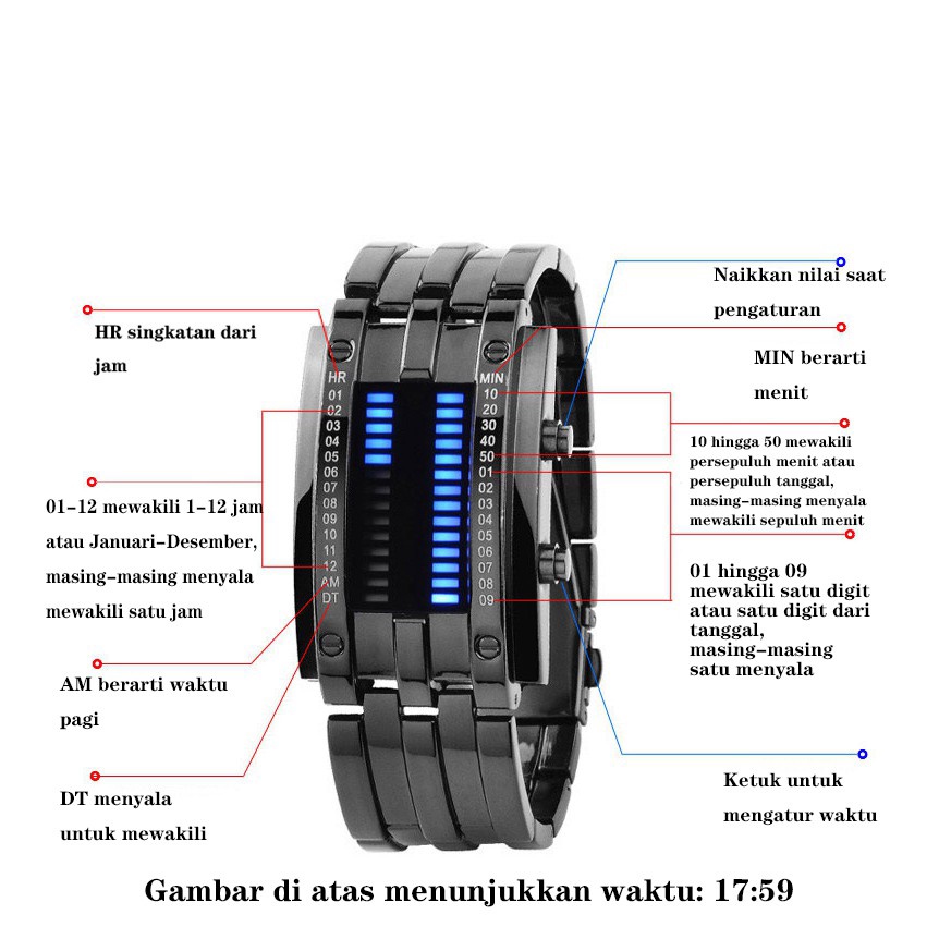 FNGEEN Jam Tangan Pria Digital Biner LED Ironman Fashion Keren Digital Bercahaya Stainless Steel Original Anti Air Watch