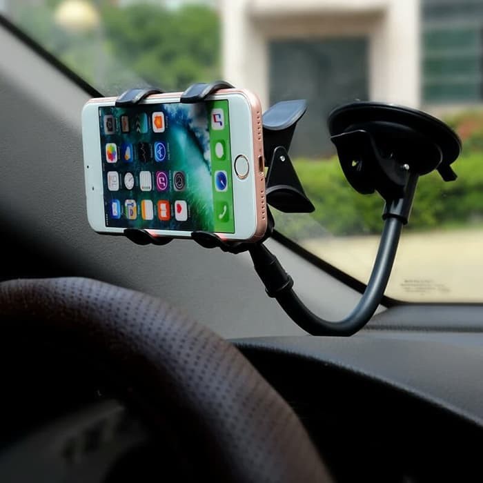 Penjepit Hp Mobil Kaca Car Phone Holder Jepit Pegangan Panjang Lazypod