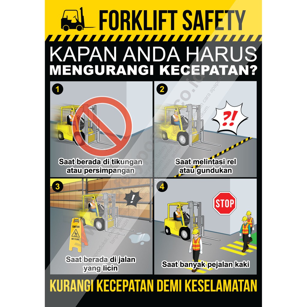 Sp316 Poster K3 Safety A2 Forklift Safety Kapan Anda Harus Mengurangi Kecepatan Forklift Shopee Indonesia