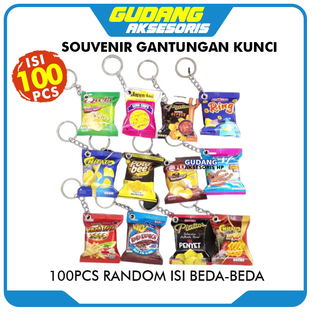 GROSIR MAINAN 10pcs Gantungan Kunci mini Snack Ciki coklat mie