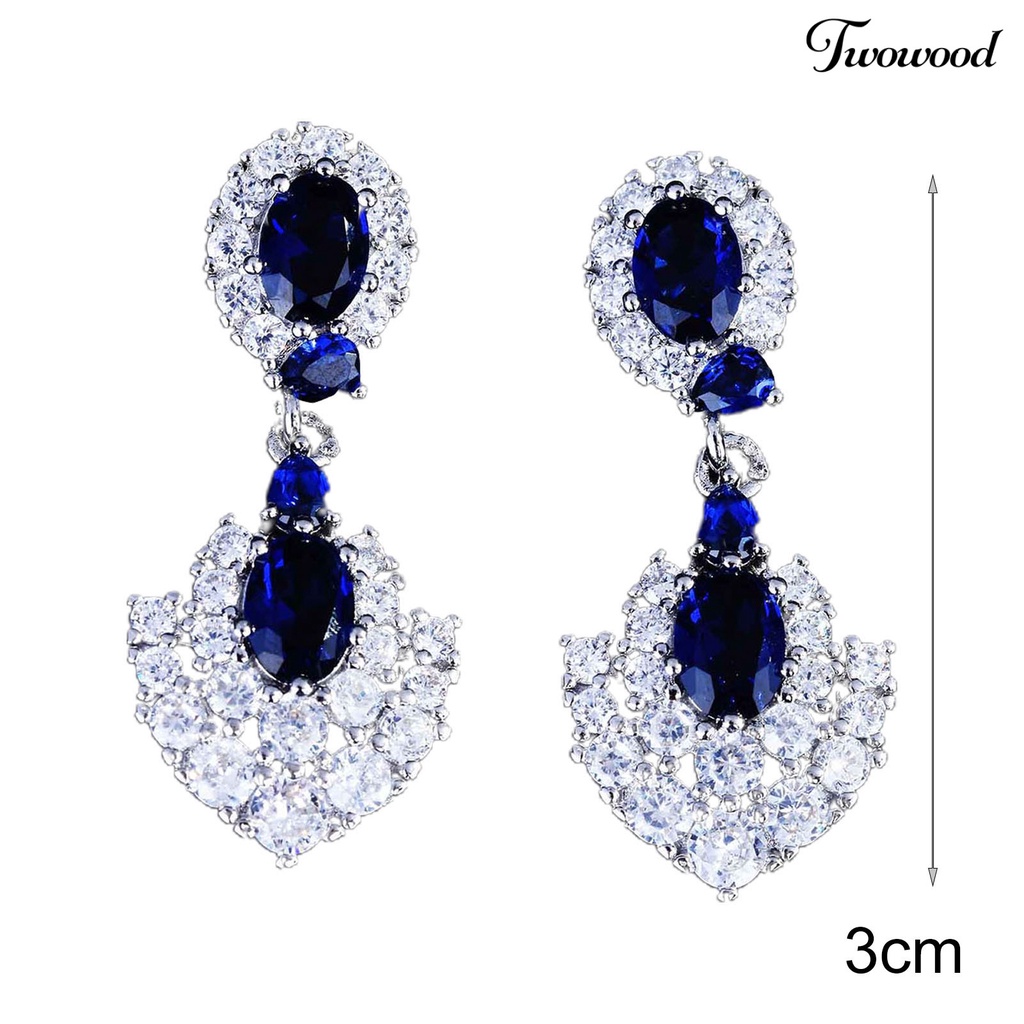 Twowood Drop Earrings Geometric Faux Tanzanite Jewelry Delicate Bright Luster Stud Earrings Jewelry Pendant for Banquet