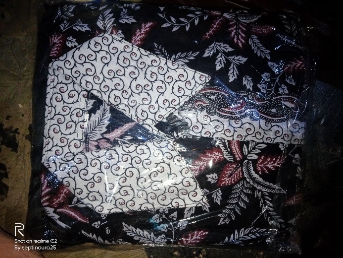 Sarimbit Gamis Couple Longdress Pesta Couple 064 Maura Couple - Sania Ruffle Batik Couple Ori Ndoro