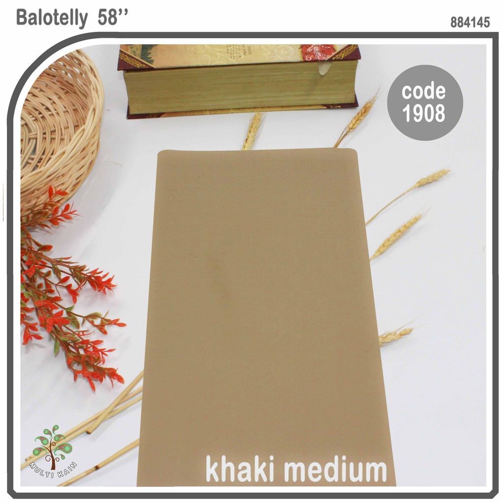 Bahan multi Kain Balotelly / Balotelli / baloteli Polos high twist polyester Meteran Harga Grosir-1908 khaki medium
