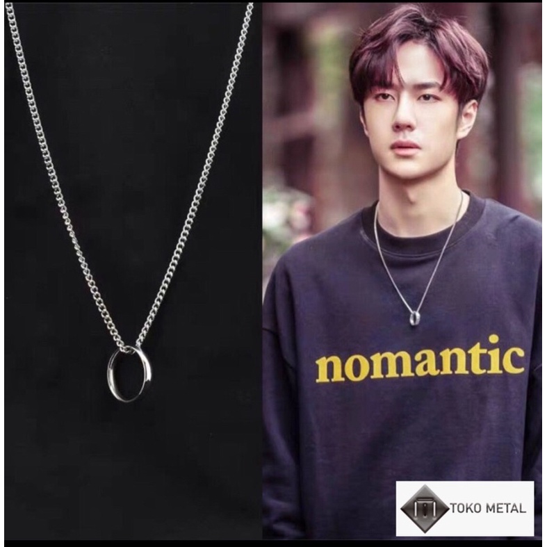 Kalung Titanium Model Rantai Liontin Cincin Anti Karat Dm 3 mm [Toko Metal]