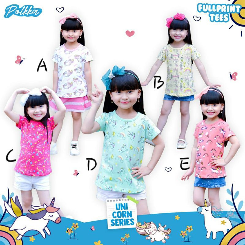 KAOS ANAK PEREMPUAN POLKKA UNICORN FULLPRINT SERIES