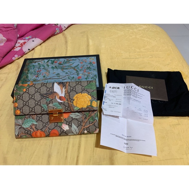 Gucci GG Tian clutch bag flower humming bird signature box nett